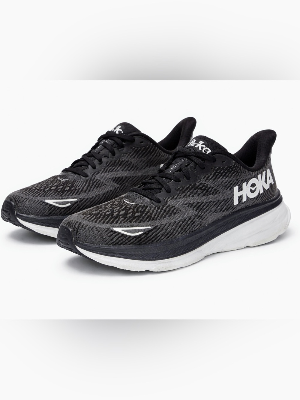 Hoka Clifton 9 Women’s 7.5B Black White Running Shoes